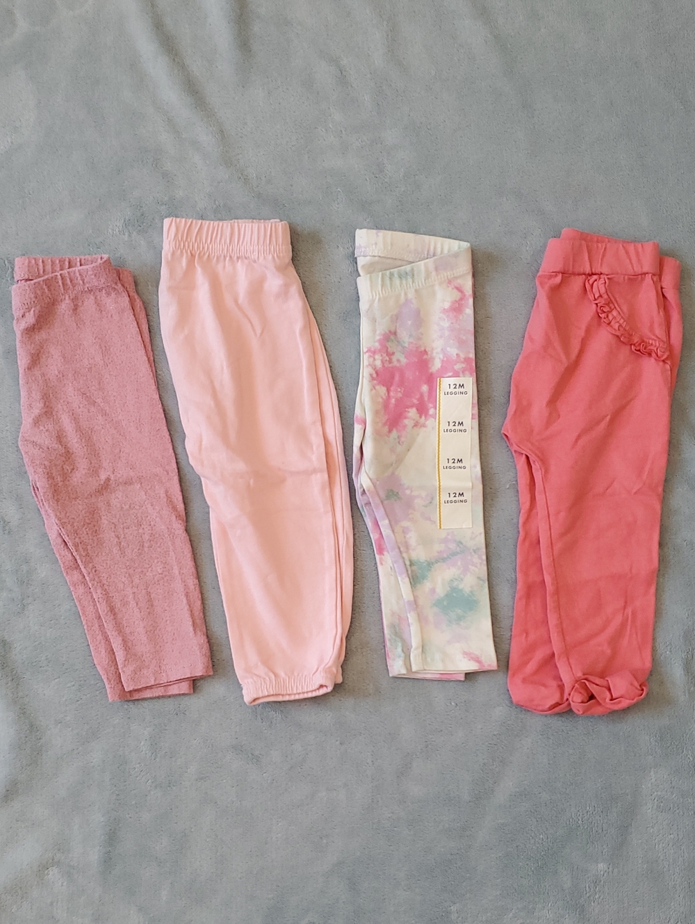 Pink and Multicolor Baby Pants Set Size 12 Months Bundle